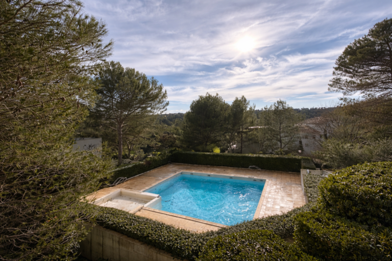 Piscine en plein air sous les pins